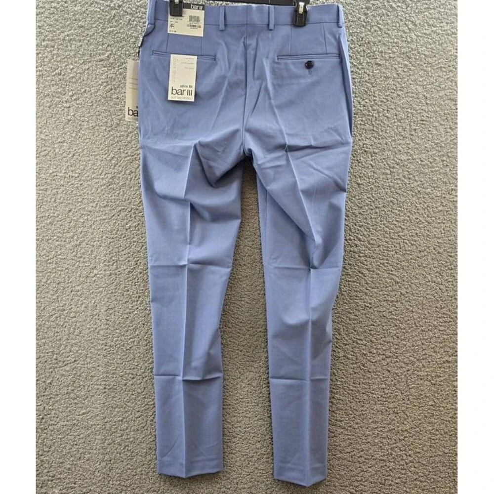 Bar III Slim-Fit Wool Blend Suit Pants Men's 32W x 32L Light Blue Zip Hook & Bar